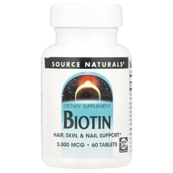 Биотин (Vitamin B7) 5000 мкг от Source Naturals — 60 таблеток