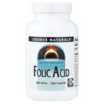 Фолиевая кислота (Vitamin B9) 800 мкг от Source Naturals — 500 таблеток