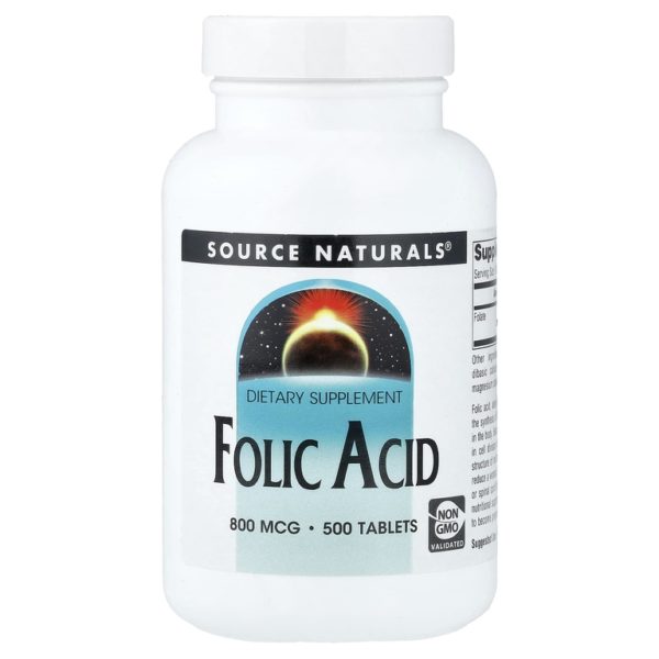 Фолиевая кислота (Vitamin B9) 800 мкг от Source Naturals — 500 таблеток