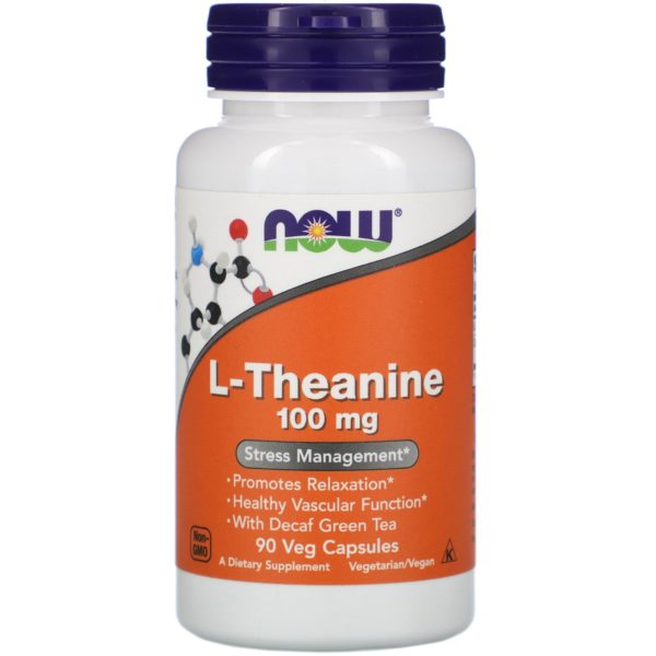 NOW Foods L-Theanine / L-Теанин 100 мг — 90 вегетарианских капсул.